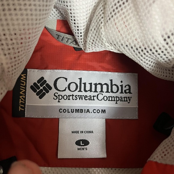 Columbia Jacket Mens Large Red Titanium Omni-Tech Hooded Waterproof Rain Shell - Picture 4 of 6